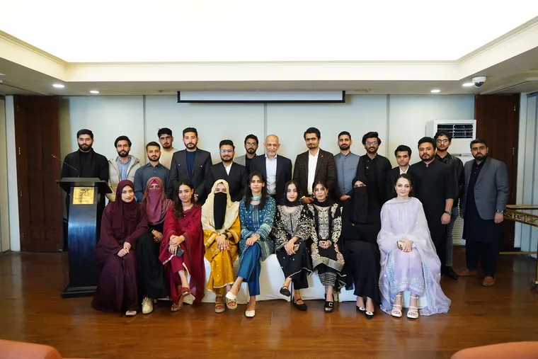 The whole team, together